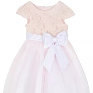 RARE EDITIONSBaby Girls Lace Cap Sleeve and Double Bow Dress